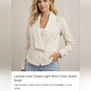 Lavand Cream Linen Cropped Blazer Jacket – Size Small – Lightweight Layer